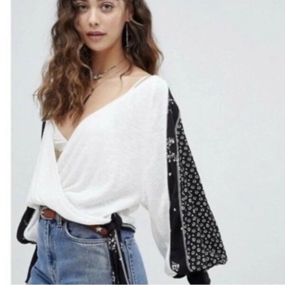 Free People Auxton Floral Thermal Long Sleeve Wrap Top